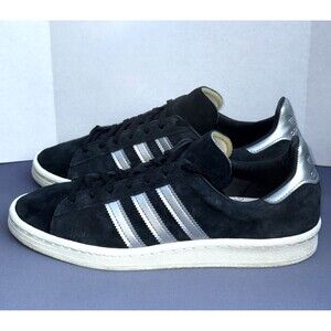 Adidas originals Campus 80s Sneaker Shoe Black/Silver Suede Mens 8 GX7330